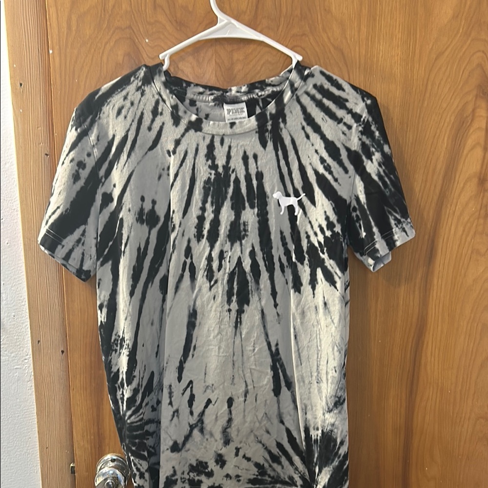 PINK Black and Gray Tie-Dye T-Shirt